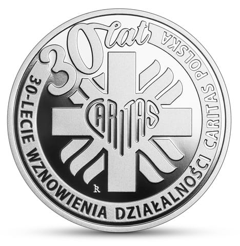 Moneta 10 zł 30-lecie wznowienia działalności Caritas Polska 2021