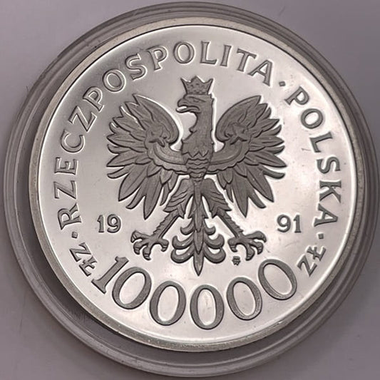 Moneta 100 000 zł Żołnierz polski na frontach II WŚ Narvik 1991