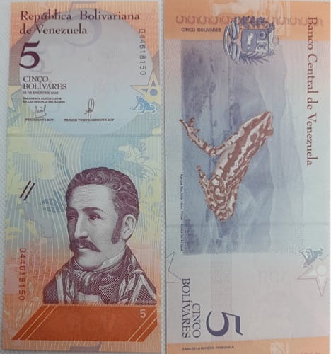 Wenezuela banknot 5 Bolivares 2018 r.  UNC