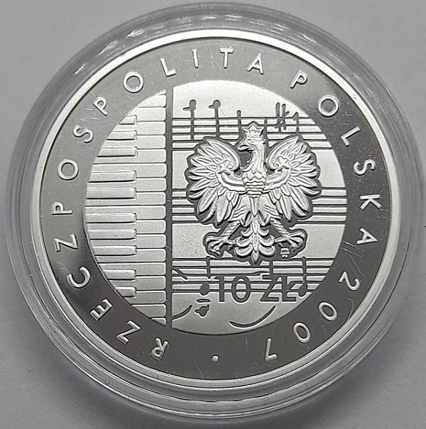 Moneta 10 zł 125. rocz. urodzin Karola Szymanowskiego 2007 r.