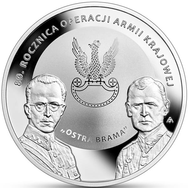 Moneta 10 zł 80 rocznica operacji Armii Krajowej Ostra Brama 2024