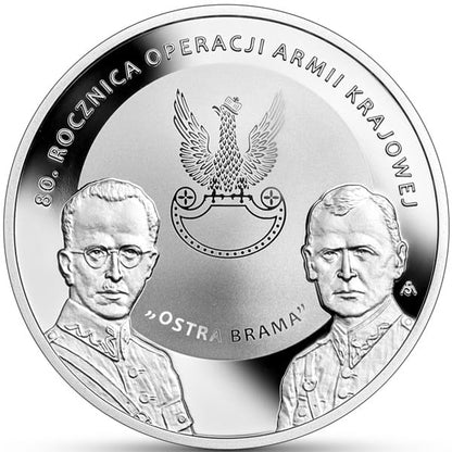 Moneta 10 zł 80 rocznica operacji Armii Krajowej Ostra Brama 2024